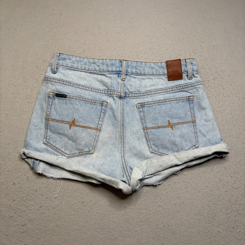 Rusty Denim Shorts Womens 3 Light Wash Y2K High Rise Raw Hem Cut Offs